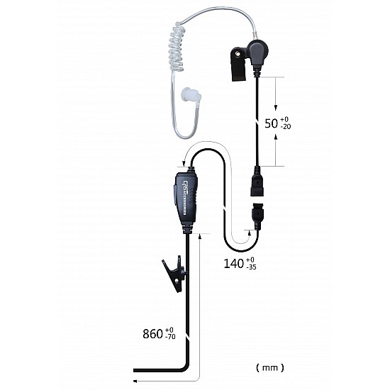 1 Wire Acoustic Airtube Headset with Inline PTT Microphone suit